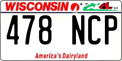 WI license plate 478NCP