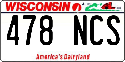 WI license plate 478NCS