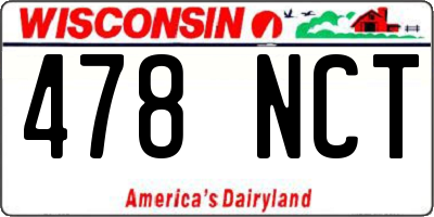 WI license plate 478NCT