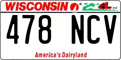 WI license plate 478NCV