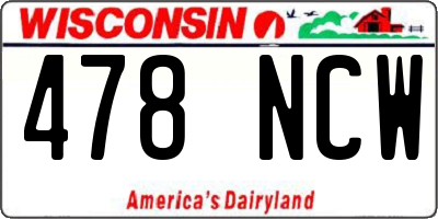 WI license plate 478NCW