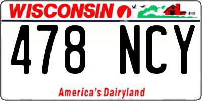 WI license plate 478NCY