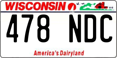 WI license plate 478NDC