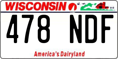 WI license plate 478NDF