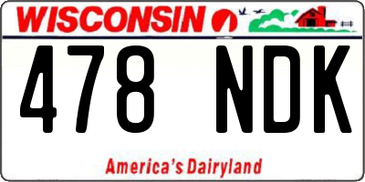 WI license plate 478NDK