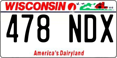 WI license plate 478NDX