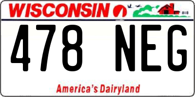 WI license plate 478NEG