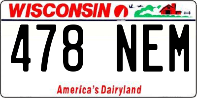 WI license plate 478NEM