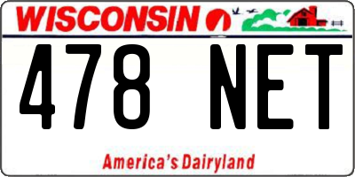 WI license plate 478NET