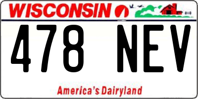WI license plate 478NEV