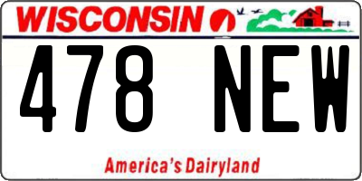 WI license plate 478NEW