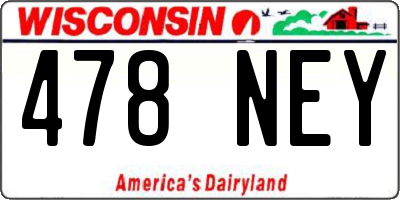 WI license plate 478NEY