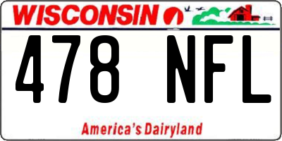 WI license plate 478NFL