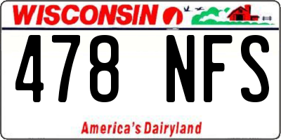 WI license plate 478NFS
