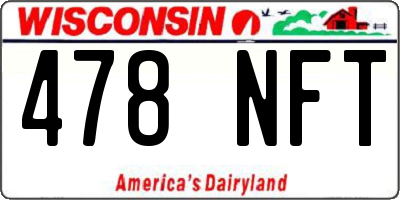 WI license plate 478NFT