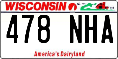 WI license plate 478NHA