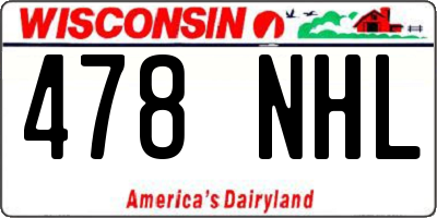 WI license plate 478NHL