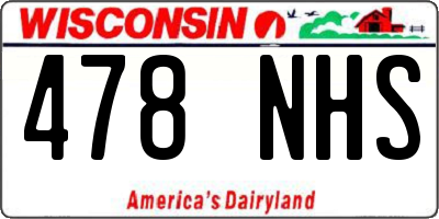 WI license plate 478NHS