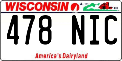 WI license plate 478NIC