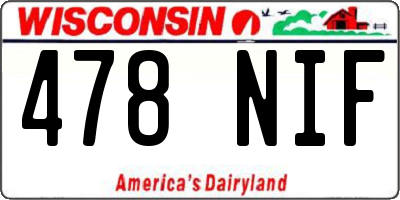 WI license plate 478NIF