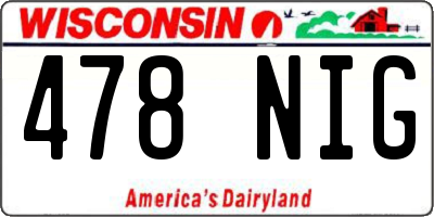 WI license plate 478NIG