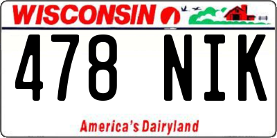 WI license plate 478NIK