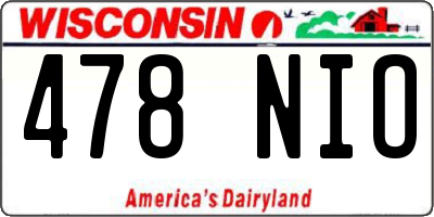 WI license plate 478NIO