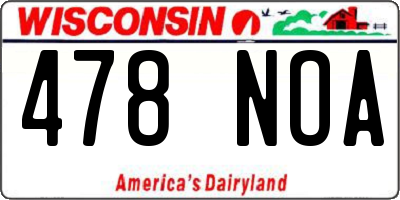 WI license plate 478NOA