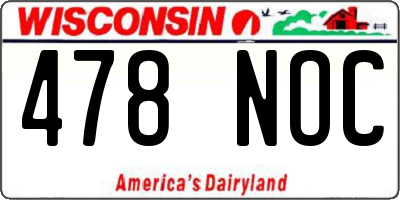 WI license plate 478NOC