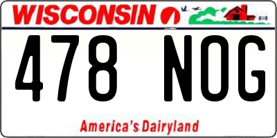 WI license plate 478NOG