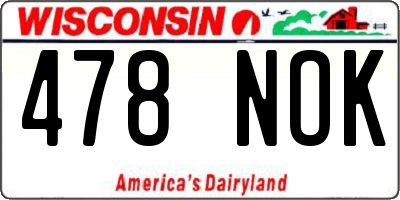 WI license plate 478NOK