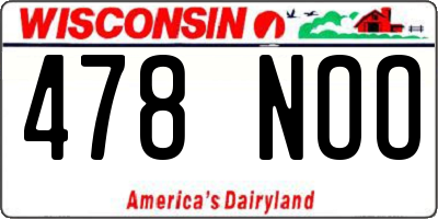 WI license plate 478NOO