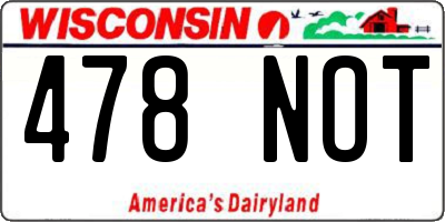 WI license plate 478NOT