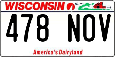 WI license plate 478NOV