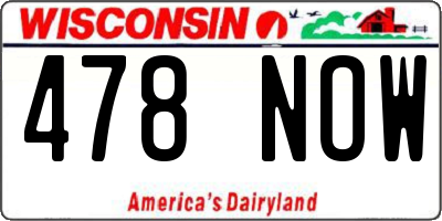WI license plate 478NOW