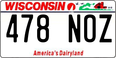 WI license plate 478NOZ