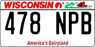 WI license plate 478NPB