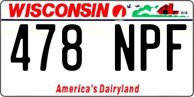 WI license plate 478NPF