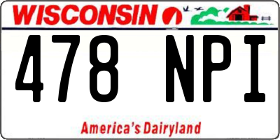 WI license plate 478NPI