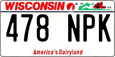 WI license plate 478NPK