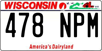 WI license plate 478NPM