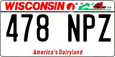 WI license plate 478NPZ
