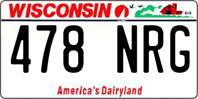WI license plate 478NRG