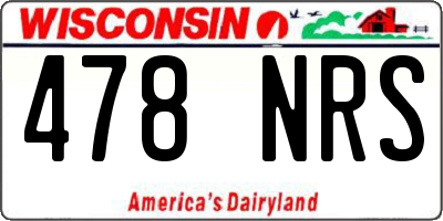 WI license plate 478NRS