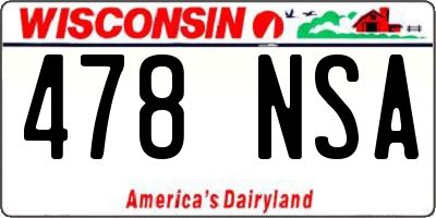 WI license plate 478NSA