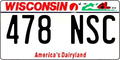 WI license plate 478NSC