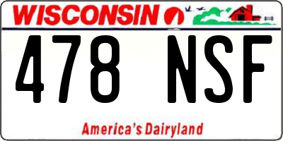 WI license plate 478NSF