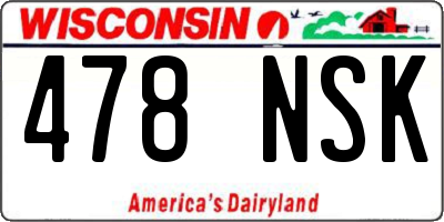 WI license plate 478NSK