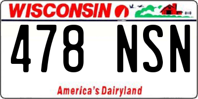WI license plate 478NSN