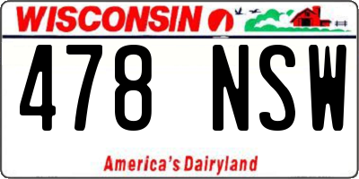 WI license plate 478NSW